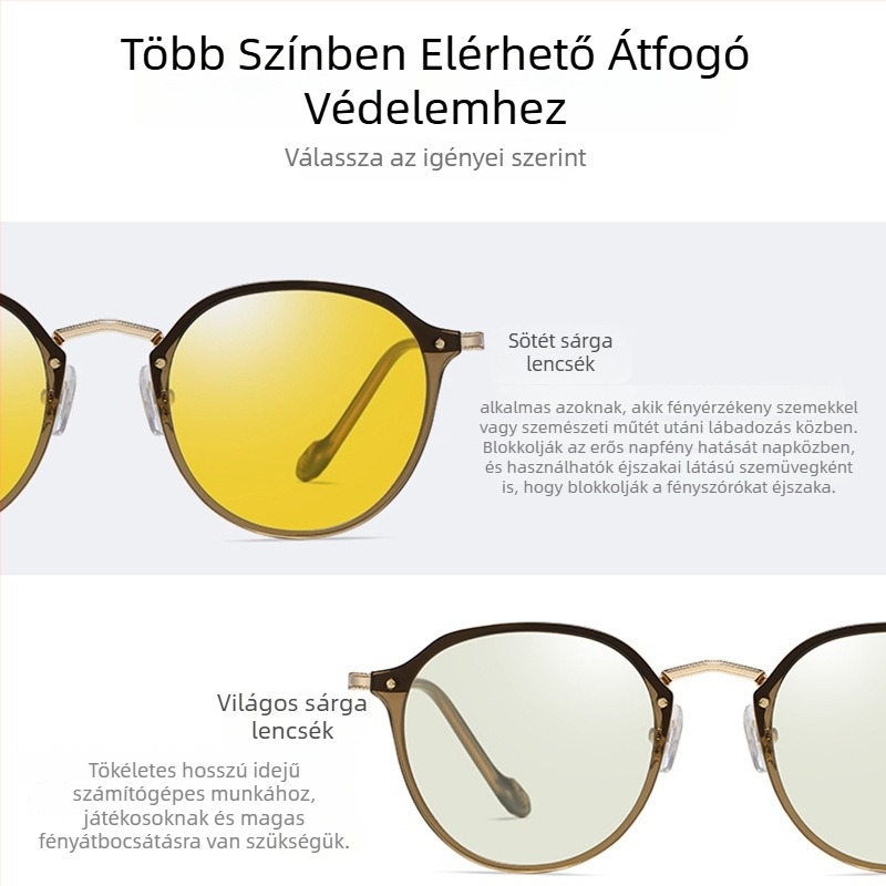 Kékfény elleni szemüveg állítható ultra könnyű fém kerettel, 1,8 mm vastagságú lencsék, 77% fényáteresztés, Modell 2347