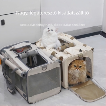 Két macska szállító táska, légáteresztő, nagy kapacitású háziállat-táska