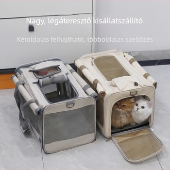 Két macska szállító táska, légáteresztő, nagy kapacitású háziállat-táska