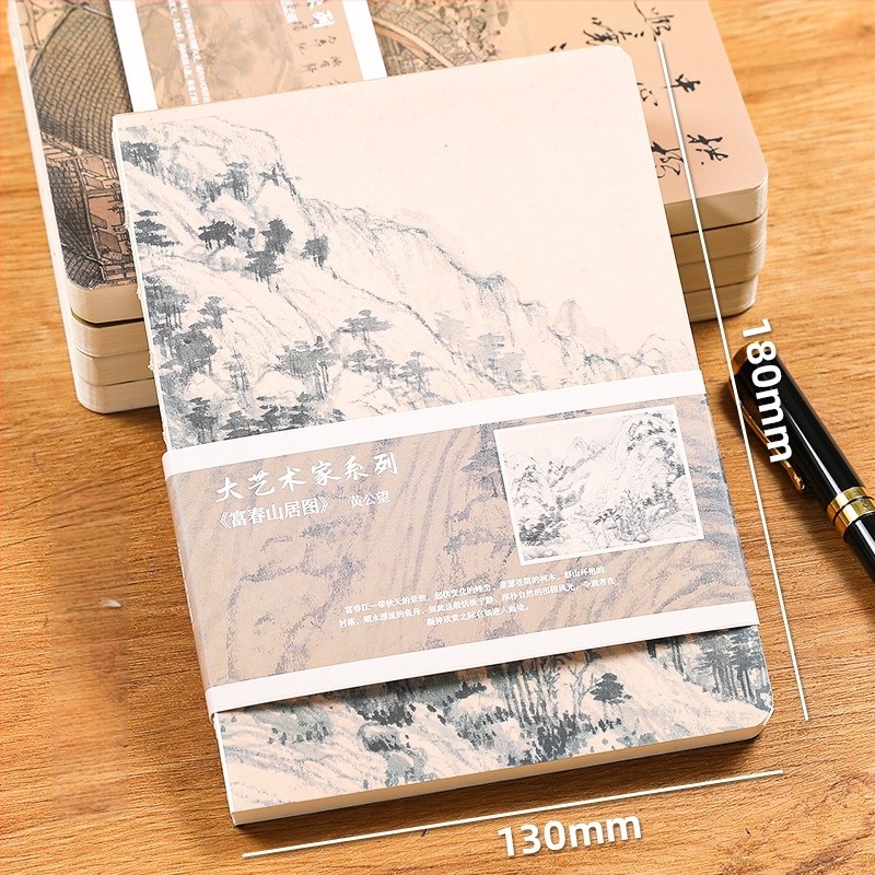 Kínai stílusú notesz vonalas kötésű, papírborító, Dowling papír, 80 g/m², 100–200 oldal