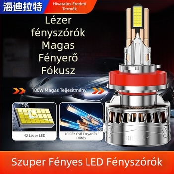 Autó előtti LED lézerfényszóró, 12V, nagy teljesítmény, magas és alacsony sugarú fénykibocsátás, integrált izzó H1/H7/H4