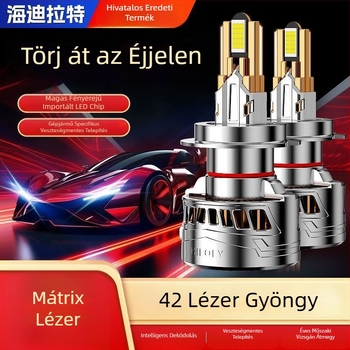 Autó előtti LED lézerfényszóró, 12V, nagy teljesítmény, magas és alacsony sugarú fénykibocsátás, integrált izzó H1/H7/H4