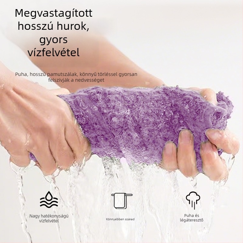 100% pamutból készült négyzetes törölköző, A-típus, vastított és megnagyított, babáknak és kisgyerekeknek, élre akasztóval, szöszmentes, közepes méretű, függő stílus