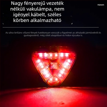 Napelemes háromszög stroboszkópos lámpa motorkerékpárhoz, ABS burkolat, 12V, 5W, 0,5A