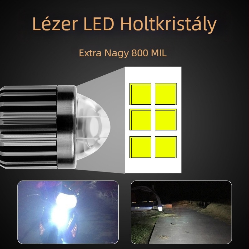 Motorkerékpár LED elsőfényszóró H4-BA20 lencsével, alumínium ház, 12-80V, 15W, 1200 lm, IP67