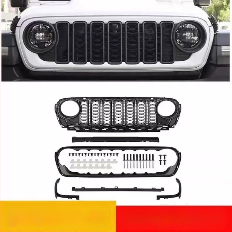 Elülső rács Jeep Wrangler JL Gladiator (2018–2024) — ABS műanyag; radiátorra történő felszerelés; kompatibil Wrangler JL Gladiator 2018–2024; tömeg 5000
