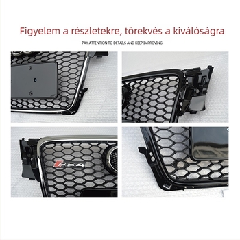 RS4-stílusú első grille Audi A4 B8-hoz (2008-2012) - ABS műanyag, lökhárítóra szerelés, A4-kompatibilis, automata váltó