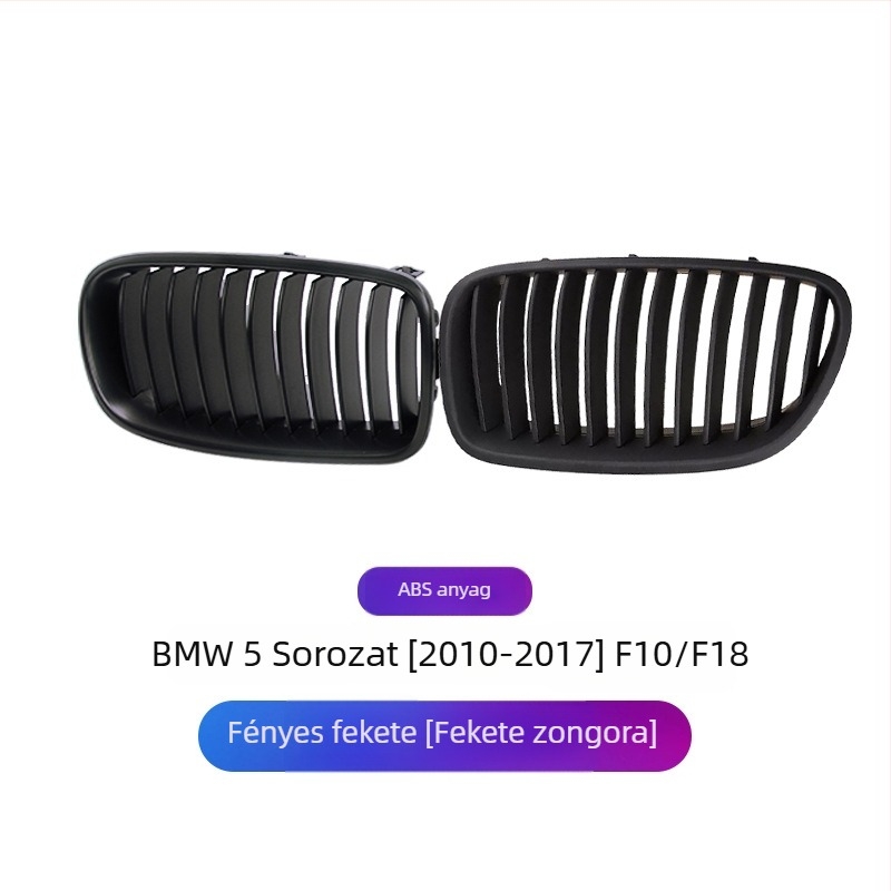 BMW 5 Series F10/F18 dupla vonalú első grille, ABS műanyag, szerelhető a lökhárítóra, 2010–2017