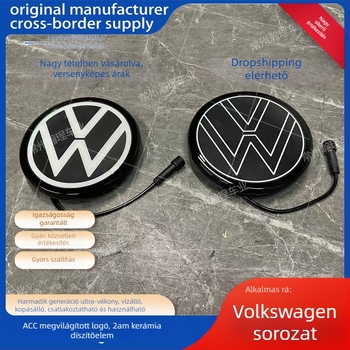 Világító VW embléma Sagitar, Passat, Magotan, Golf és Tiguan L modellekhez – ABS műanyagból; szerelés a hűtőzónában; kompatibil 2012–2025; nem befolyásolja ACC-t