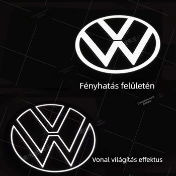 Világító VW embléma Sagitar, Passat, Magotan, Golf és Tiguan L modellekhez – ABS műanyagból; szerelés a hűtőzónában; kompatibil 2012–2025; nem befolyásolja ACC-t