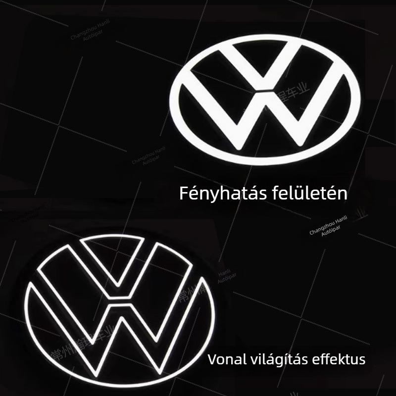 Világító VW embléma Sagitar, Passat, Magotan, Golf és Tiguan L modellekhez – ABS műanyagból; szerelés a hűtőzónában; kompatibil 2012–2025; nem befolyásolja ACC-t