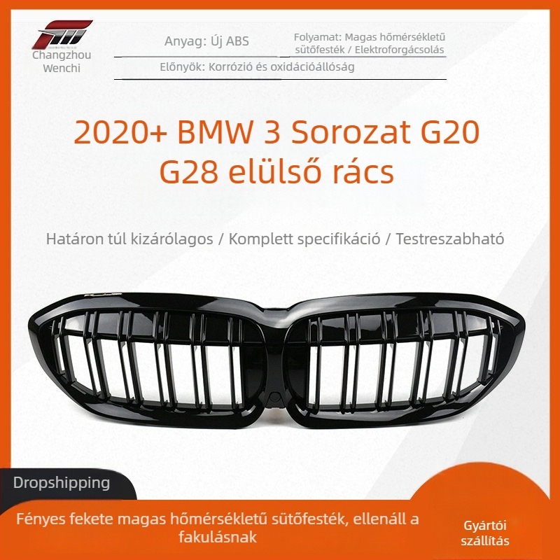 BMW 3 Series G20/G28 elülső grille légbeömlővel (2020+), ABS anyagból, perforáció nélküli csere, lökhárítóba szerelés – Donghaolin