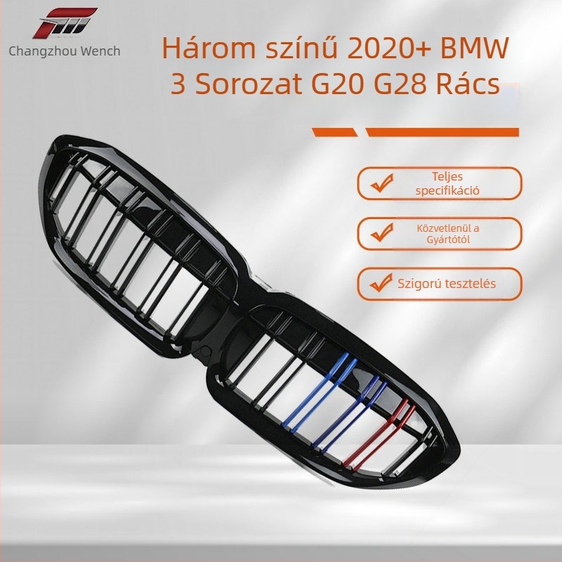 BMW 3 Series G20/G28 elülső grille légbeömlővel (2020+), ABS anyagból, perforáció nélküli csere, lökhárítóba szerelés – Donghaolin