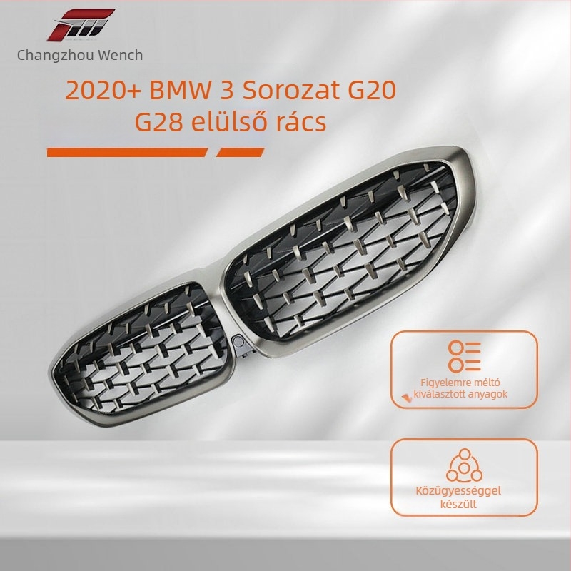BMW 3 Series G20/G28 elülső grille légbeömlővel (2020+), ABS anyagból, perforáció nélküli csere, lökhárítóba szerelés – Donghaolin