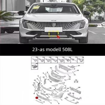 Peugeot 508L alsó középső hűtőmaszk sapka, ABS műanyag, szerelhető a lökhárítóba, modellek 2019–2023
