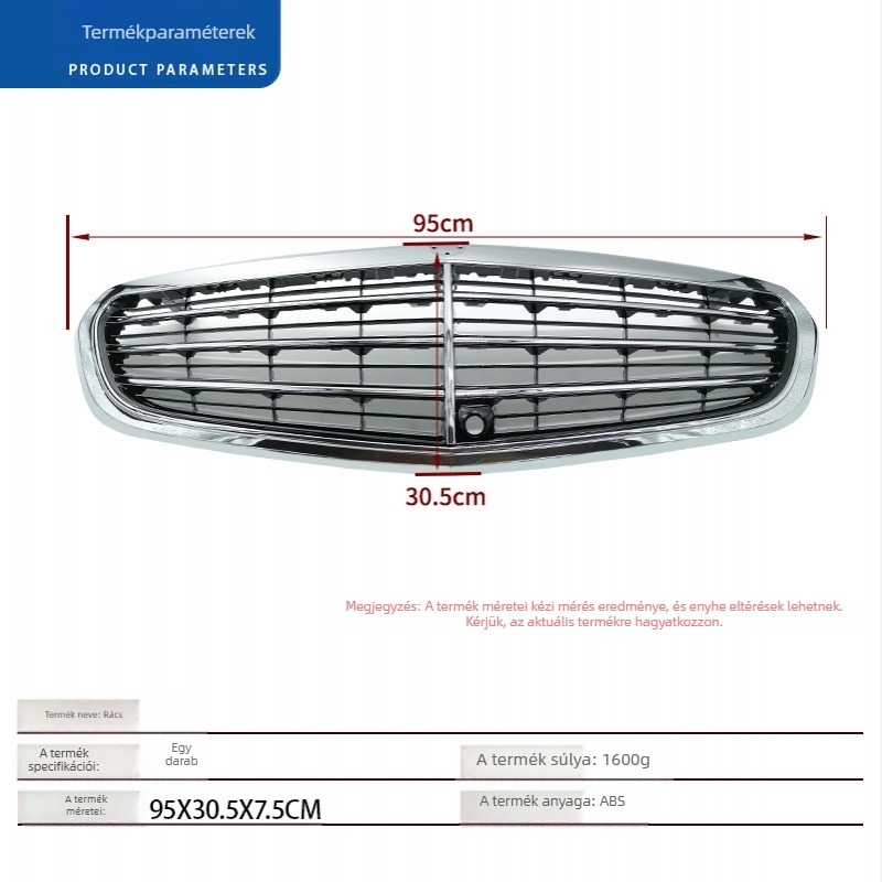 Mercedes‑Benz E‑Class W212 első lökhárító rács kamera nyílással – ABS műanyag; szerelés: lökhárítóra; kiegészítő szám: 2128801583