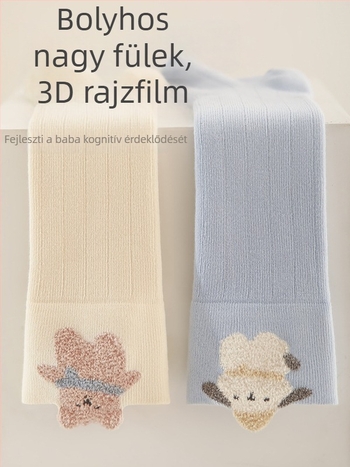 Három pár gyerekeknek szánt térdmagasságú zokni rajzolt mintákkal, A osztály, kamillált pamutból, varrat nélküli bébi zoknik