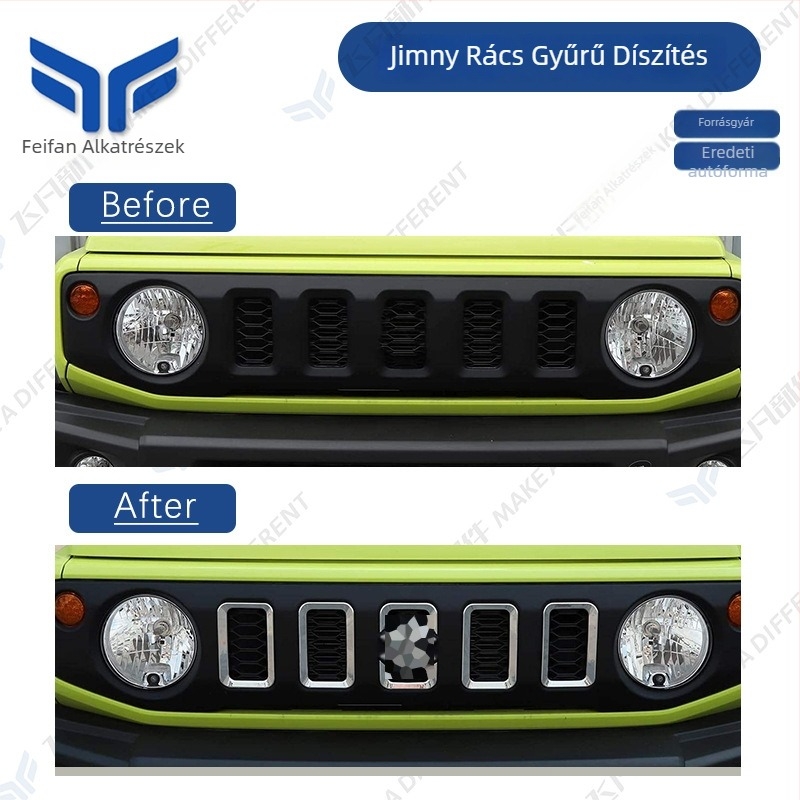 Suzuki Jimny JB64W/JB74 első grille dekoratív fedél, ABS műanyag, középső rácsra illeszkedik, 2019-2024, Feifan
