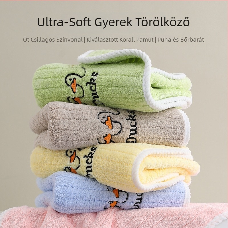 3 darabos gyerek törölköző Coral Fleece-ből, gyorsan száradó, 150D, 50–80 g/darab, Cut Velvet felület