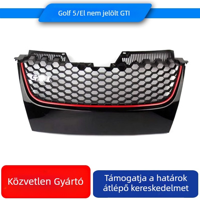 Golf 5 GTI első lökhárító légbeömlő rács, középső hálóval, ABS műanyag, logó nélküli