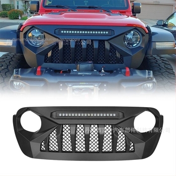 ABS műanyag elülső rács Wrangler JL/JT világítással (Kompatibilis: JL/JT; Anyag: ABS műanyag; Telepítés: elülső rács; Modellév: 2018–napjainkig)