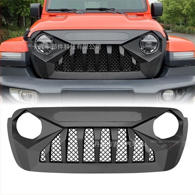 ABS műanyag elülső rács Wrangler JL/JT világítással (Kompatibilis: JL/JT; Anyag: ABS műanyag; Telepítés: elülső rács; Modellév: 2018–napjainkig)