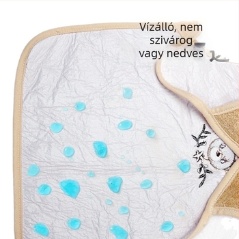 Gyerekeknek vízálló szalvéta és arctörlő kendő korall plüss anyagból, pamut bélés, rajzfilm mintával, 1–6 éveseknek