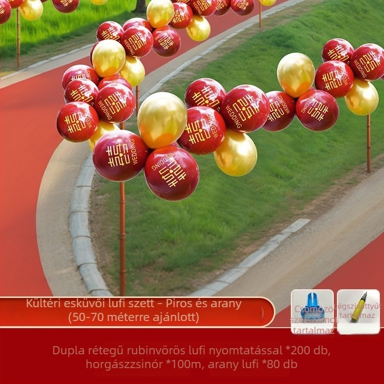 Esküvői útvonal-ballonok vidéki szabadtéri ceremóniához, udvar és út menti dekoráció
