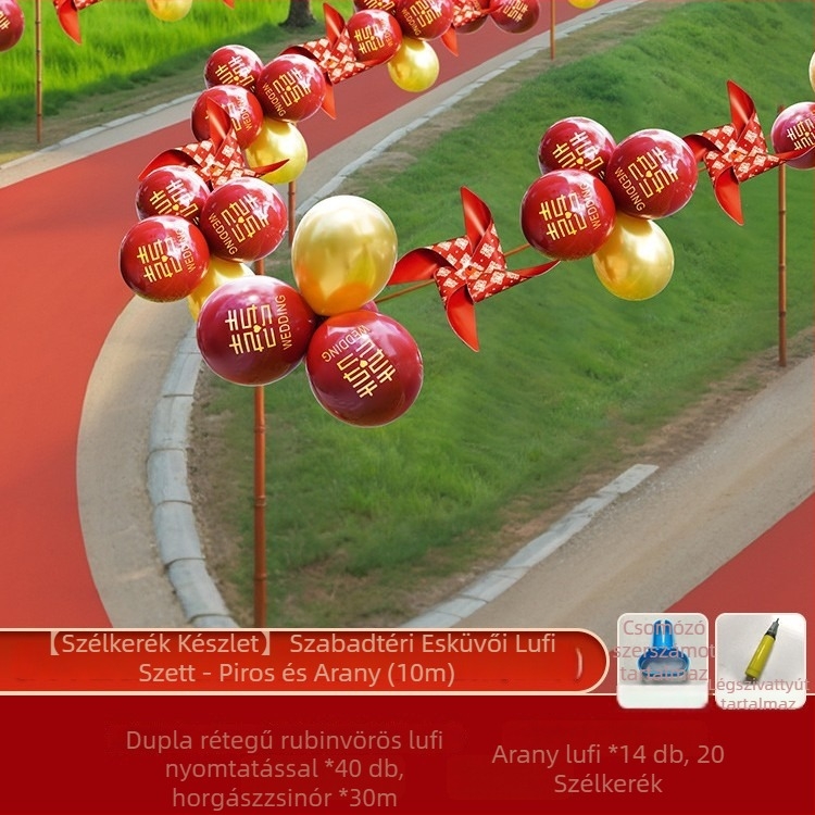 Esküvői útvonal-ballonok vidéki szabadtéri ceremóniához, udvar és út menti dekoráció