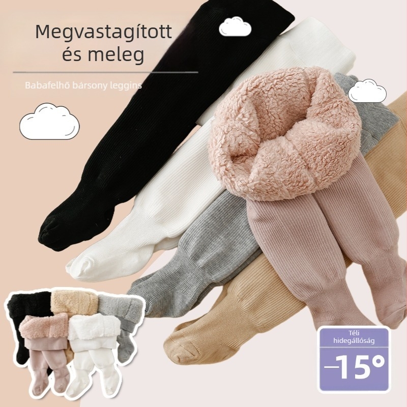 Téli vastag bébi harisnya lányoknak, felhő-szerű velúr textúrával, meleg