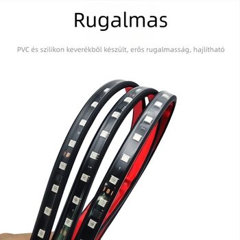 12-24V Színes LED Autó Grille Környezeti Fény, Silikonból, Futó fényhatás