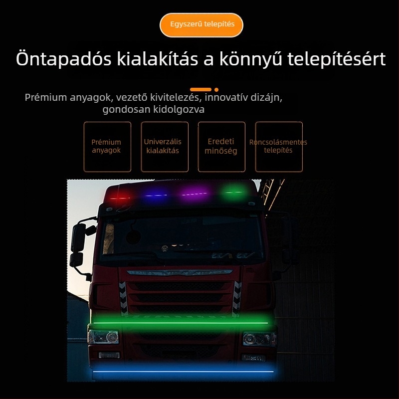 12-24V Színes LED Autó Grille Környezeti Fény, Silikonból, Futó fényhatás