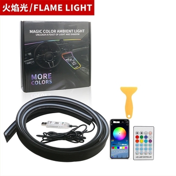 Autó belső ambient világítása, akril, alkalmazás által vezérelhető, vezetékek nélkül, beépített telepítés, 13W 5V 0.8A