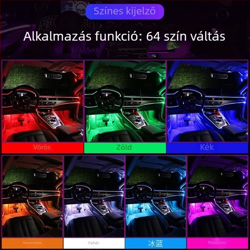 LED környezeti fény Tesla Model 3/Y-hoz – központi műszerfal, optikai szál, 12-24V, 0.3A, modell 20220525