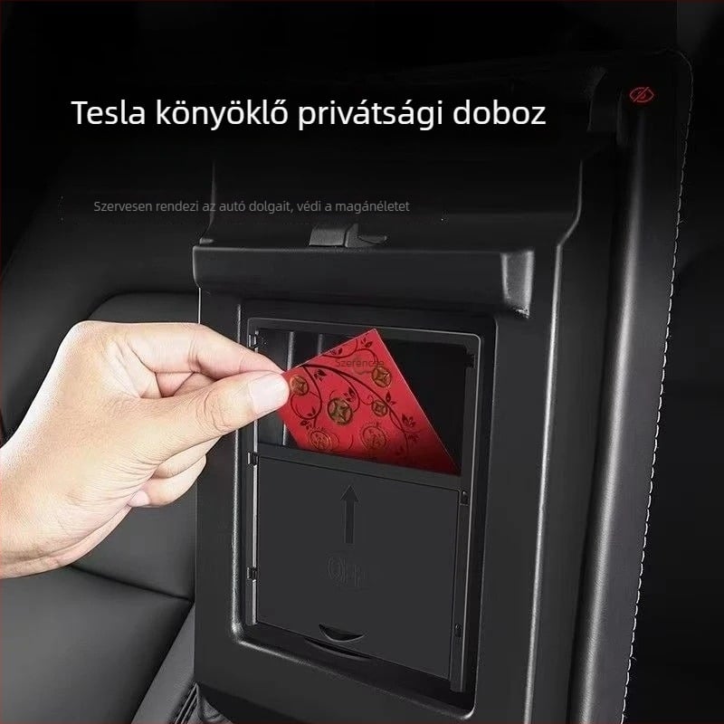 Tesla Model 3/Y középső kartámasz tároló doboz, műanyag, modell F356, súly 0,1 kg