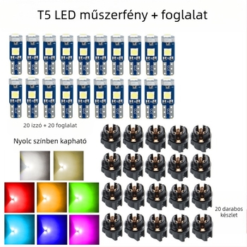 T5 3030-3SMD LED műszerfal világítás készlet, 12V, 2W, több színű opciók, 10/20/50/100 darab