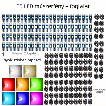 T5 3030-3SMD LED műszerfal világítás készlet, 12V, 2W, több színű opciók, 10/20/50/100 darab