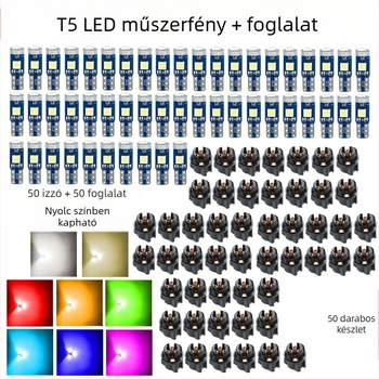 T5 3030-3SMD LED műszerfal világítás készlet, 12V, 2W, több színű opciók, 10/20/50/100 darab