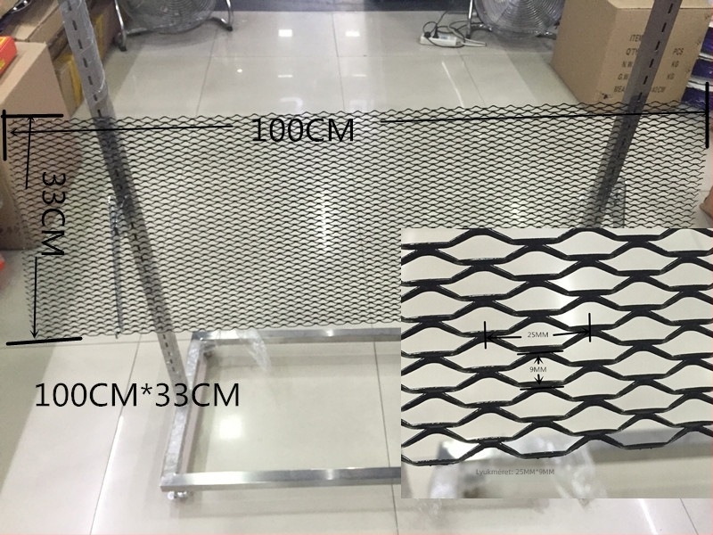 Autó középső hűtőmaszk alumínium ötvözetből, sirály alakú dizájn, hőelvezető háló, méret 100×33, univerzális kompatibilitás