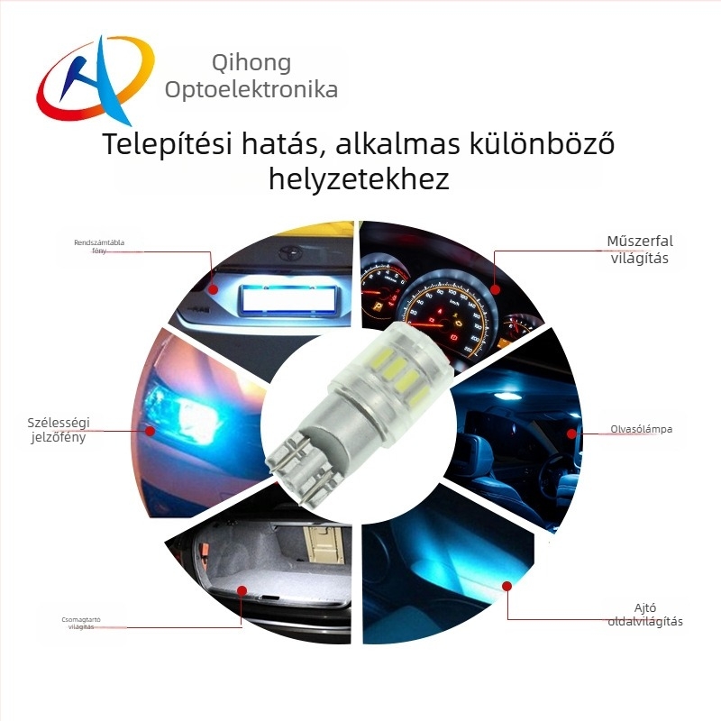 T10 LED autó világítás – 194 W5W, SMD 4014+3030, 10-30V DC, 1.5-1.8W, 200 lm, 6000-6500K, IP55, Sanan