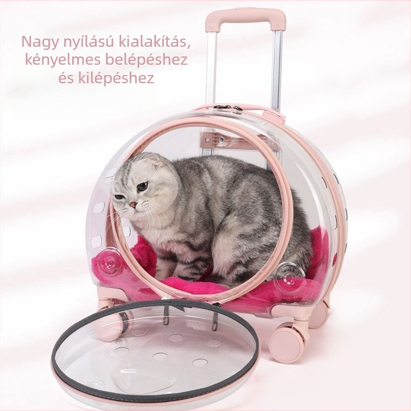 PC anyagú görgős táska háziállatok számára, kapacitás 10, egyszínű minta, közepes keménység