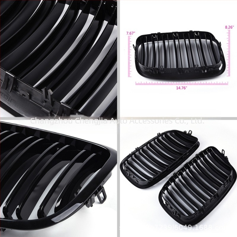 BMW X5 E70/E71 kétsoros elülső grille, ABS műanyag, lökhárítóra szerelhető, 2007–2013