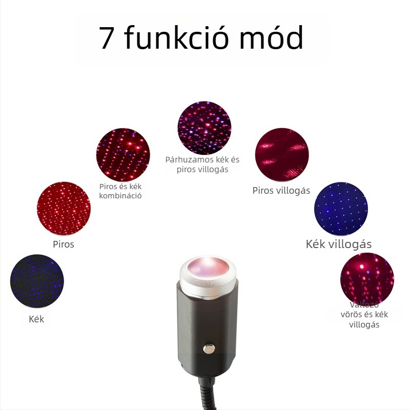 Lézerfényes belső autó lámpa – Car Starlight modell, alumínium ötvözet, 5 V, 0,15 W, élettartam 10000 h