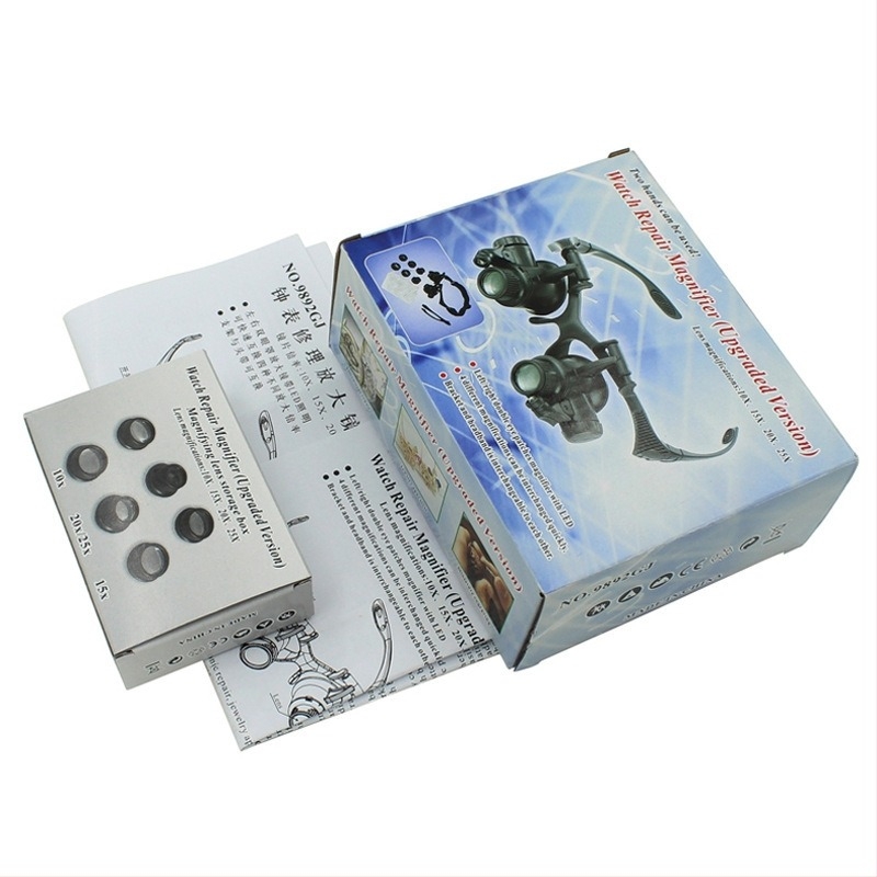 LED fejre szerelhető nagyító LED világítással, 10x/15x/20x/25x nagyítás, antik ékszerek és órák javításához