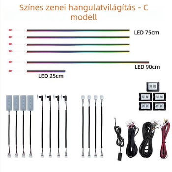 Autó belső atmoszférikus fény, FWD18LED-C, Akril, 12V, 5W, Beágyazott telepítés, Univerzális kompatibilitás