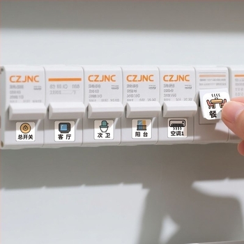 Címke a háztartási mérőórás doboz kapcsoló – főkapcsoló / biztosíték, PVC, testreszabható