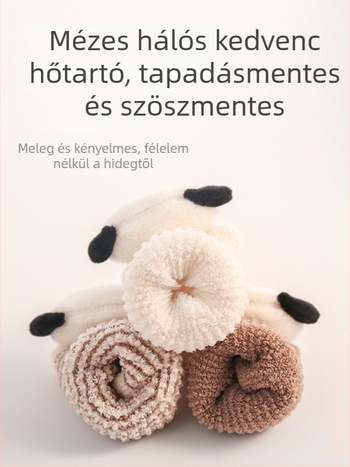 Újszülött baba zokni, fleece béléssel, vastagított, csúszásmentes, meleg, csíkos és rajzfilmfigura mintával
