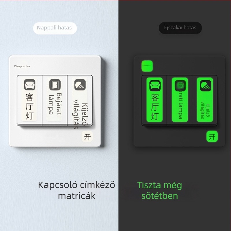 Világító kapcsoló felirat – világító a mérődobozhoz/gyengeáramú dobozhoz, főkapcsoló – modern minimalist falidekor