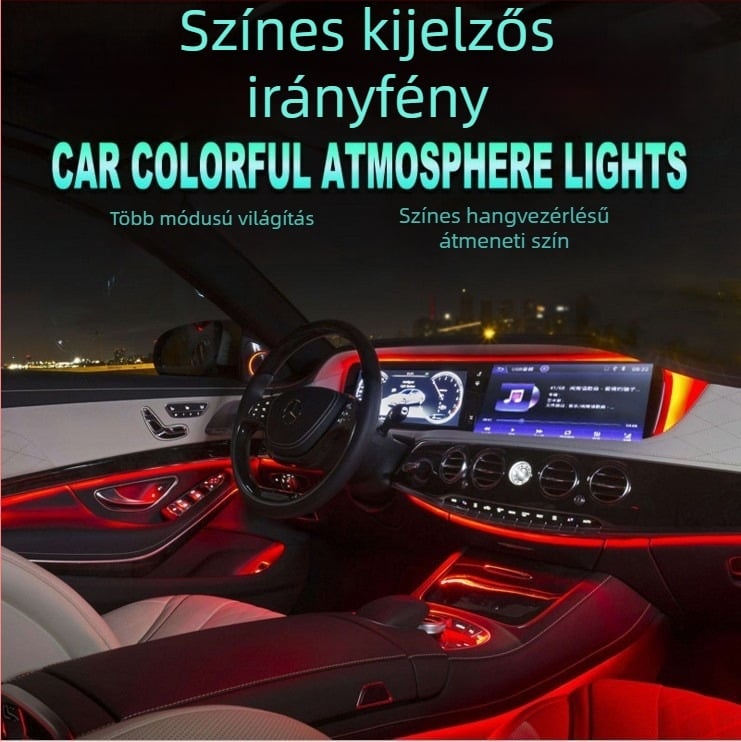 Autóipari műszerfal LED világítás fényvezető atmoszférikus lámpa, applikációval vezérelhető, 12V, 5W, IP43, 2000 lm