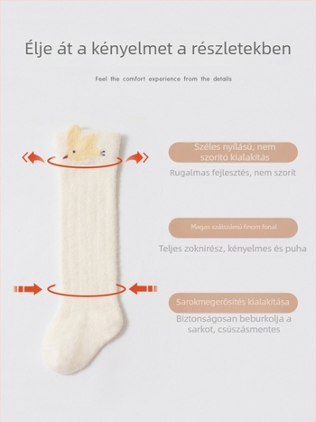Téli bébi zokni fleece béléssel, vastag, hosszú cső, újszülötteknek, meleg és kényelmes, karikatúra minta, Kategória A